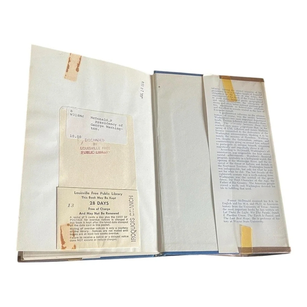 The Presidency Of George Washington Forrest McDonald 1974 Ex Library Hardback DJ